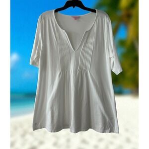 Lilly Pulitzer Top Shirt Womens Size X Large XL Tunic Resort White Cruise Blouse